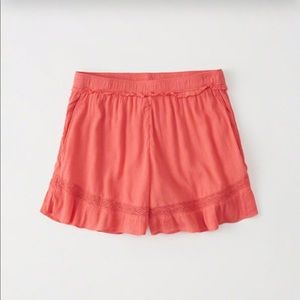 Coral LACE-TRIM SHORTS